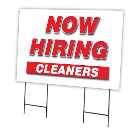 Signmission Now Hiring Cleaners Yard Sign & Stake outdoor plastic coroplast window, C-2436-DS-NH CLEANERS C-2436-DS-NH CLEANERS